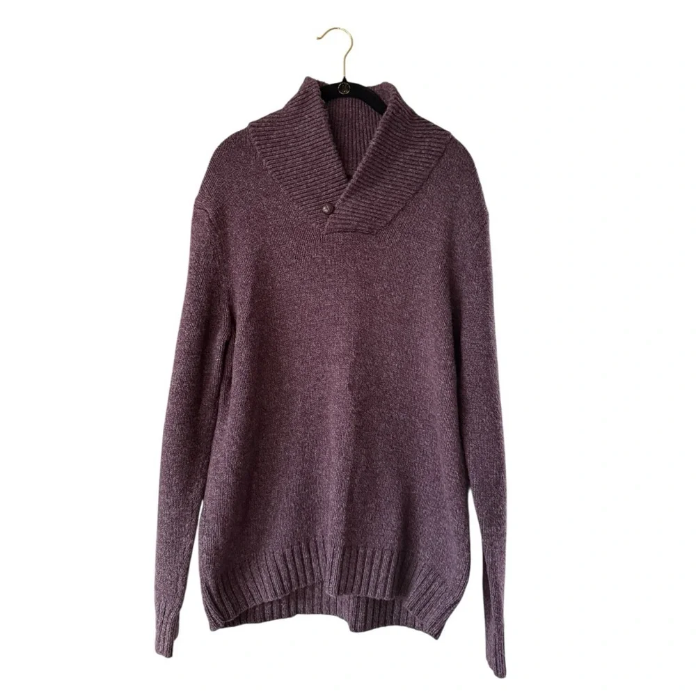 Banana Republic Men's Shawl Collar Sweater Plum Heather Cotton Blend Size Large